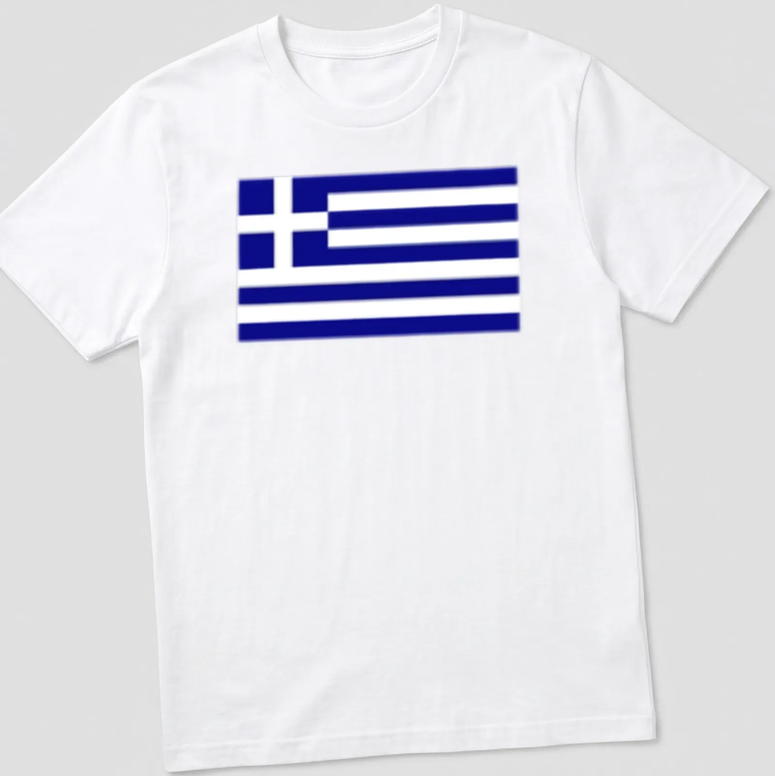 Simple illustration of the Greek flag in dark blue and white stripes — printed on a unisex t-shirt