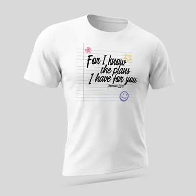Retro T-shirt featuring smiley face and flowers with positive scripture — printed on a unisex t-shirt (angled view)