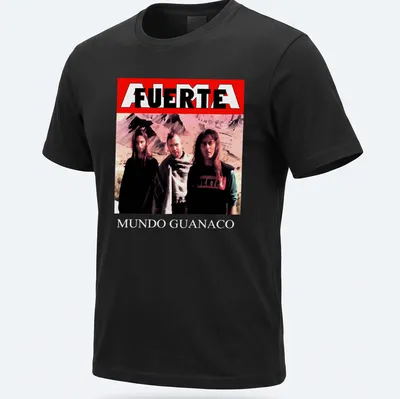 Vintage style t-shirt featuring three people and the text FUERTE MUNDO GUANACO — printed on a unisex t-shirt
