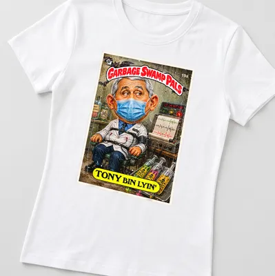Vintage comic style T-shirt featuring cartoon doctor and humorous text — printed on a women's shirt