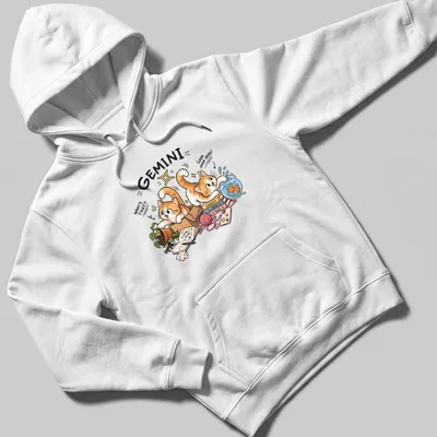 Kawaii illustration of curious cats with a fish bowl and playful text — printed on a unisex hoodie