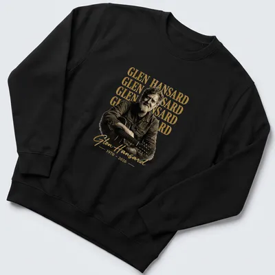 Vintage tribute tee featuring Glen Hansard's name in gold and black — printed on a unisex sweatshirt