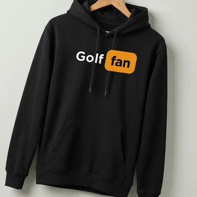 Bold modern Golf Fan t-shirt with striking typography in black and orange — printed on a unisex hoodie