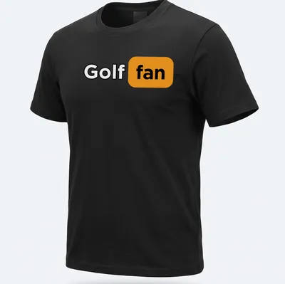 Bold modern Golf Fan t-shirt with striking typography in black and orange