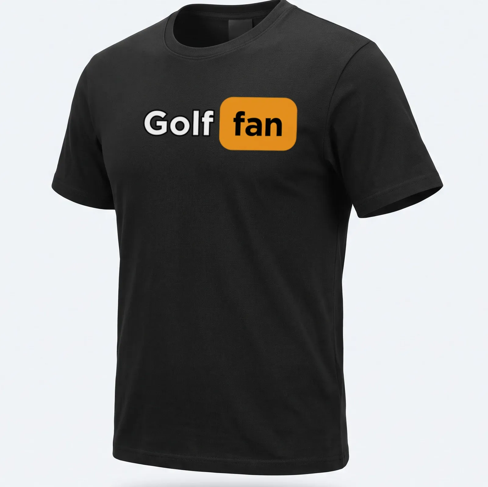 Bold modern Golf Fan t-shirt with striking typography in black and orange — printed on a unisex t-shirt
