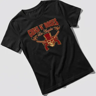 Vintage rock Guns N' Roses t-shirt featuring skull with top hat and pistols — printed on a women's shirt
