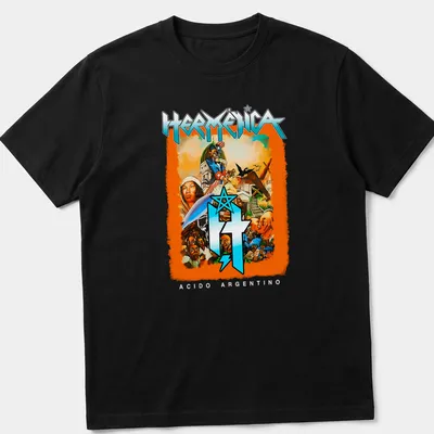 Colorful comic-style print featuring historical characters and the word HERMÉNICA