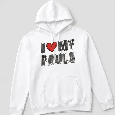Retro distressed t-shirt featuring 'I ❤️ MY PAULA' with a heart graphic — printed on a unisex hoodie