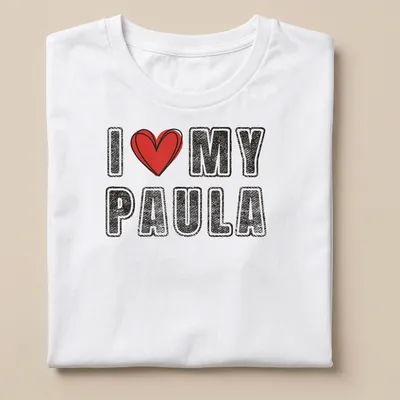 Retro distressed t-shirt featuring 'I ❤️ MY PAULA' with a heart graphic — printed on a unisex t-shirt