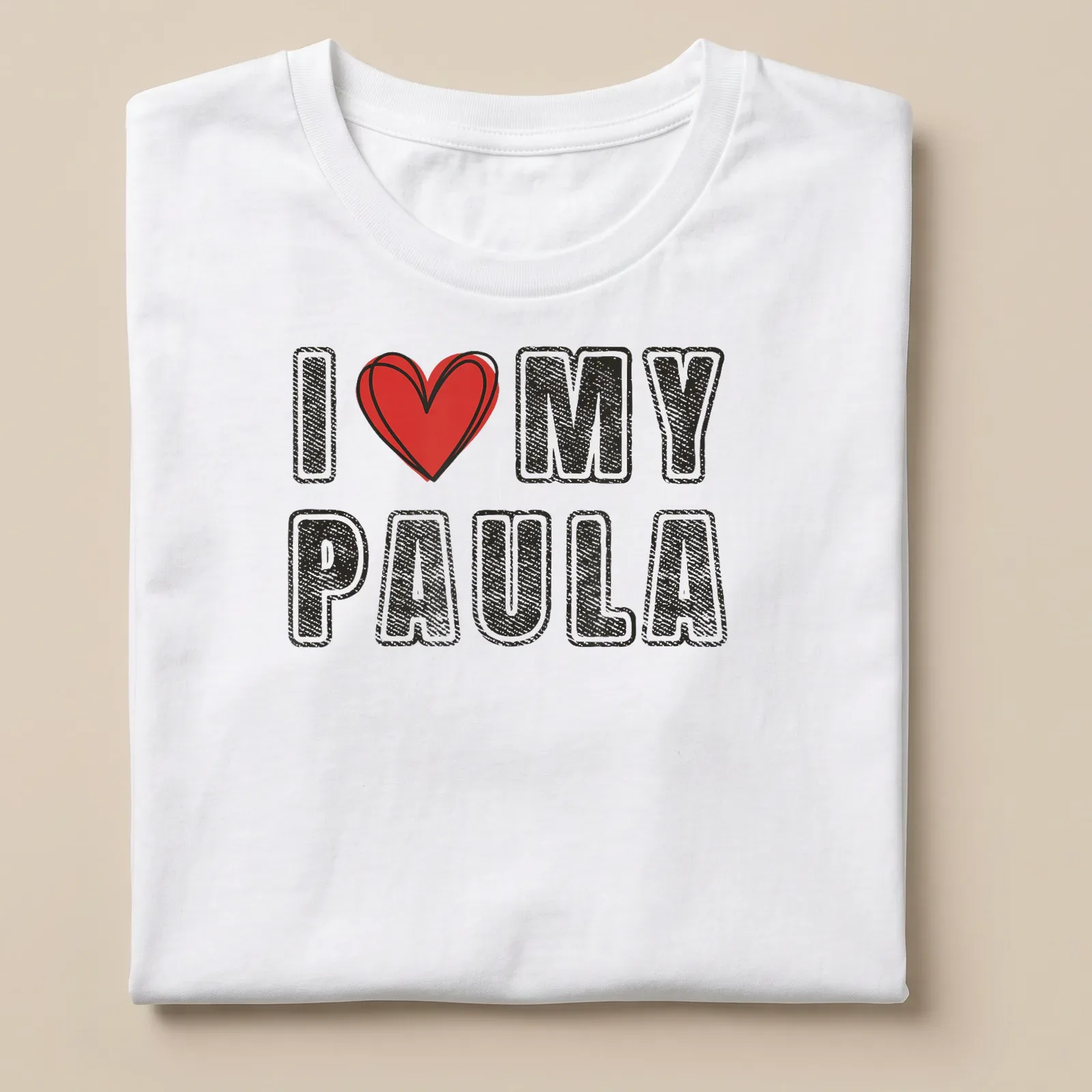 Retro distressed t-shirt featuring 'I ❤️ MY PAULA' with a heart graphic — printed on a unisex t-shirt