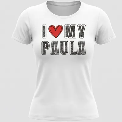 Retro distressed t-shirt featuring 'I ❤️ MY PAULA' with a heart graphic — printed on a women's shirt