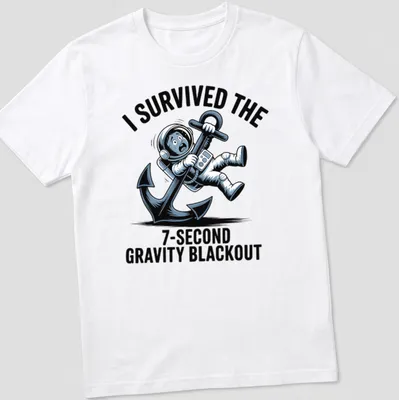 Cartoon astronaut holding an anchor with humorous text about survival.