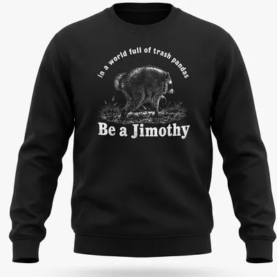 Sketch illustration of a bear with the phrase about trash pandas in white and light gray — printed on a unisex sweatshirt