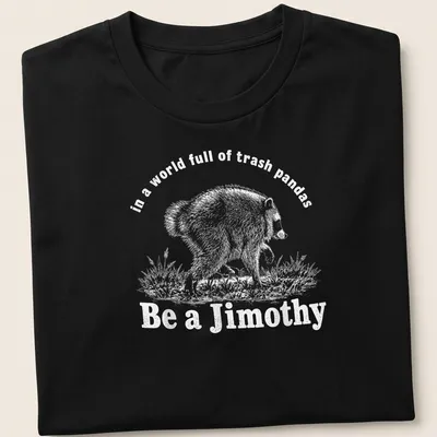 Sketch illustration of a bear with the phrase about trash pandas in white and light gray