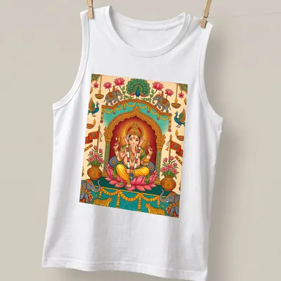 Colorful Ganesha doodle illustration on — printed on a tank top