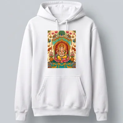 Colorful Ganesha doodle illustration on — printed on a unisex hoodie