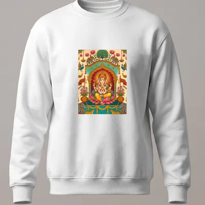 Colorful Ganesha doodle illustration on — printed on a unisex sweatshirt