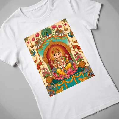 Colorful Ganesha doodle illustration on — printed on a women's shirt