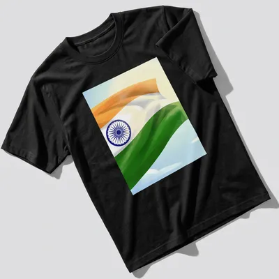 Digital illustration of the Indian flag with orange, white, green, and blue colors