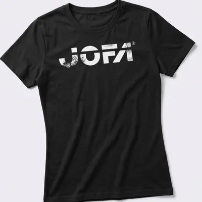 Vintage Jofa hockey equipment logo t-shirt in black and white. — printed on a women's shirt