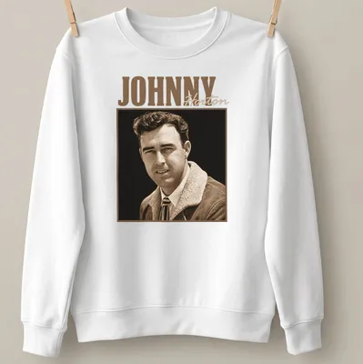Vintage Johnny Horton t-shirt featuring a portrait in earthy tones — printed on a unisex sweatshirt