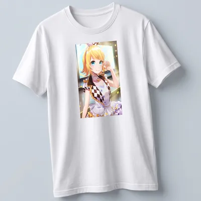 Anime illustration of Kagamine Rin with yellow hair and blue accents