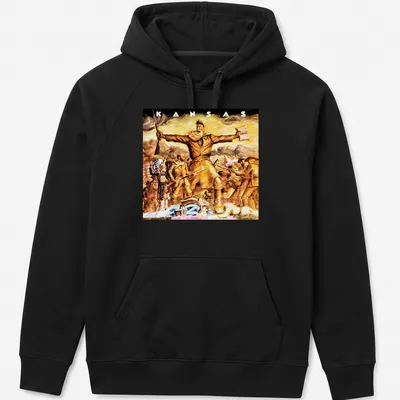 Vintage painting of a Kansas pioneer with a rifle and book in natural colors — printed on a unisex hoodie