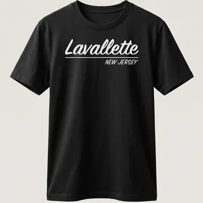 Retro script Lavallette New Jersey T-shirt design in white text. — printed on a unisex t-shirt