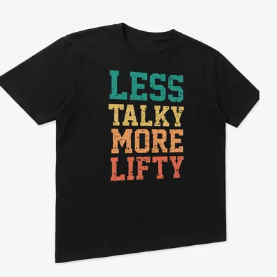 Retro distressed gym t-shirt with bold slogan in vibrant colors — printed on a unisex t-shirt (angled view)