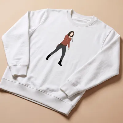 Illustration of Maggie from The Walking Dead holding a knife in muted colors — printed on a unisex sweatshirt