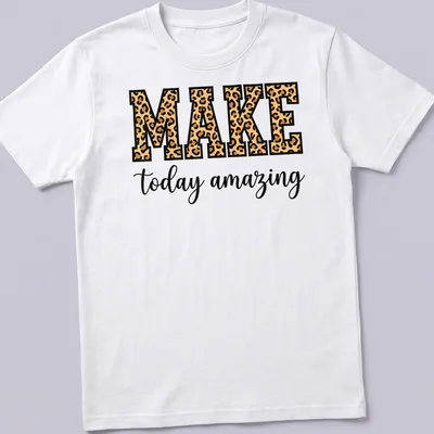 Bold typography with leopard pattern and motivational text
