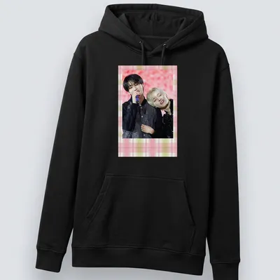 Photographic image of two people singing together in a Polaroid style — printed on a unisex hoodie