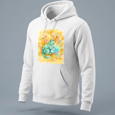 Abstract illustration of a Munchkin cat holding a gaming controller with hearts — printed on a unisex hoodie