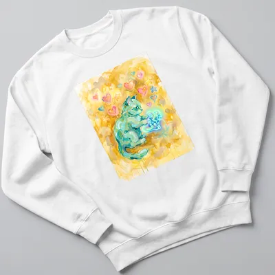 Abstract illustration of a Munchkin cat holding a gaming controller with hearts — printed on a unisex sweatshirt