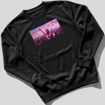 Vibrant digital art of the Statue of Liberty styled as Nicki Minaj in pinks and purples — printed on a unisex sweatshirt