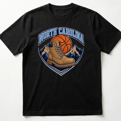 Vintage North Carolina Basketball T-shirt featuring a work boot and basketball graphic