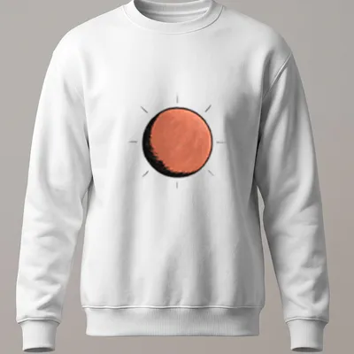 Simple illustration of a bright orange sun against black and white background — printed on a unisex sweatshirt