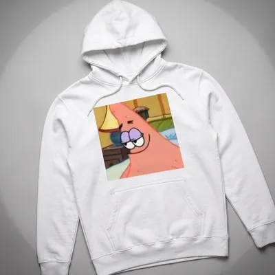Cartoon Patrick Star character smiling in vibrant colors — printed on a unisex hoodie