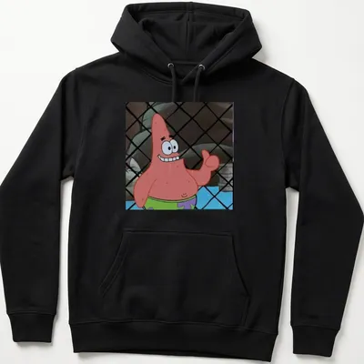 Cartoon Patrick Star giving a thumbs up in bright colors — printed on a unisex hoodie