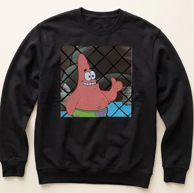 Cartoon Patrick Star giving a thumbs up in bright colors — printed on a unisex sweatshirt