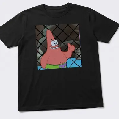 Cartoon Patrick Star giving a thumbs up in bright colors — printed on a unisex t-shirt