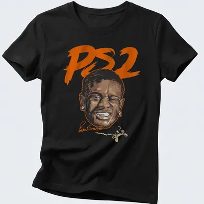 Illustrative print of Patrick Surtain with vibrant colors on a — printed on a women's shirt