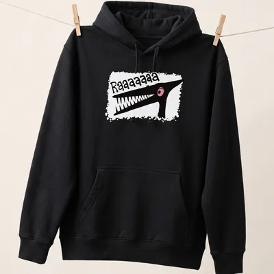 Cartoon pterodactyl graphic with 'Raaaaaaaa' text in black, pink, and white. — printed on a unisex hoodie