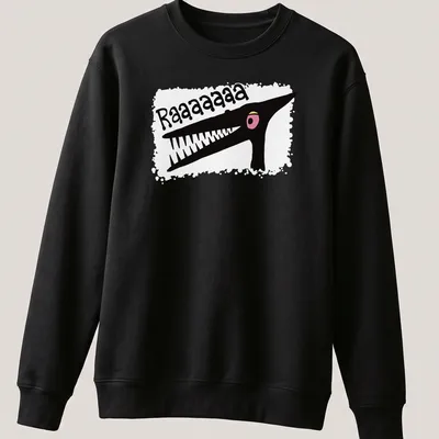 Cartoon pterodactyl graphic with 'Raaaaaaaa' text in black, pink, and white. — printed on a unisex sweatshirt