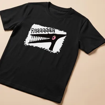 Cartoon pterodactyl graphic with 'Raaaaaaaa' text in black, pink, and white. — printed on a unisex t-shirt