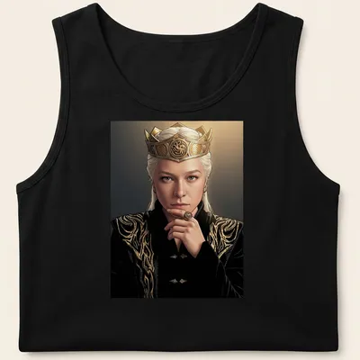 Illustration of a Queendom Actress in a golden crown on a — printed on a tank top