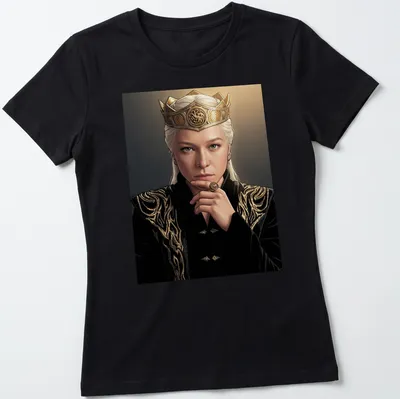 Illustration of a Queendom Actress in a golden crown on a — printed on a women's shirt