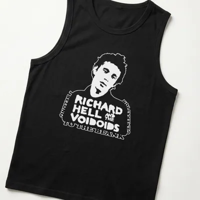 Vintage design featuring Richard Hell and the Voidoids in black and white — printed on a tank top
