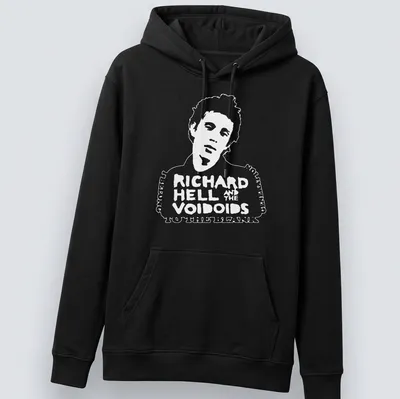 Vintage design featuring Richard Hell and the Voidoids in black and white — printed on a unisex hoodie
