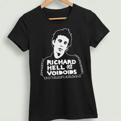 Vintage design featuring Richard Hell and the Voidoids in black and white — printed on a women's shirt